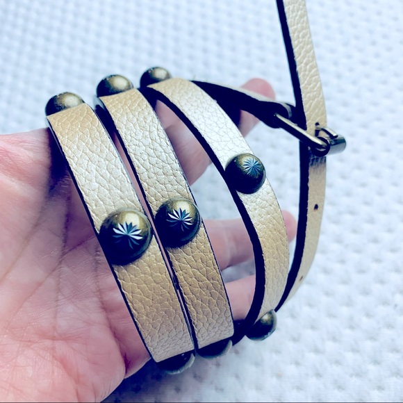 Eddie Bauer genuine leather gold studded belt Sz Large - Picture 1 of 8